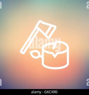 Axt und Holz dünne Liniensymbol Stock Vektor