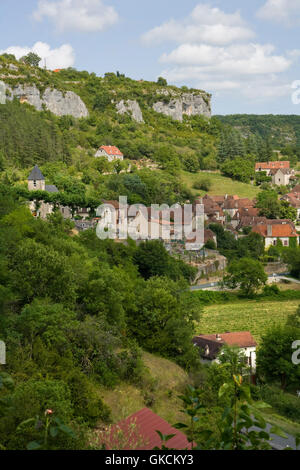 Das ländliche Dorf St Sulpice im Tal Cele, Lot, Frankreich Stockfoto