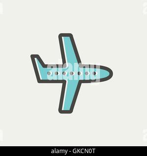 Fliegende Flugzeug dünne Liniensymbol Stock Vektor