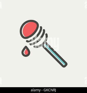 Honig-Dipper dünne Liniensymbol Stock Vektor