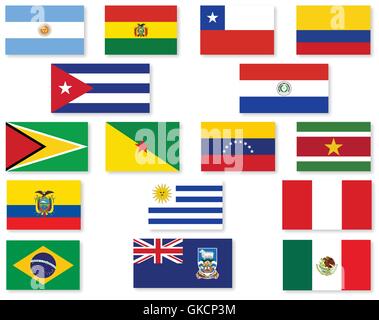 South American Flag gesetzt Stock Vektor