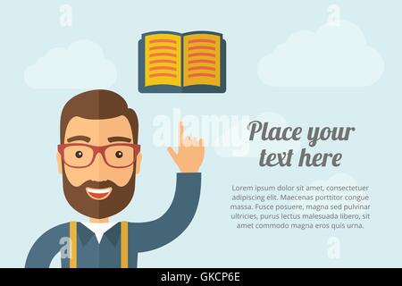 Mann zeigte das Buchsymbol Stock Vektor