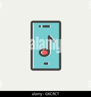 Telefon mit musikalischen Notizsymbol dünne Linie Stock Vektor