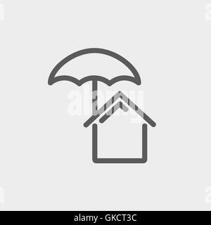 Haus Versicherung dünne Linie-Symbol Stock Vektor