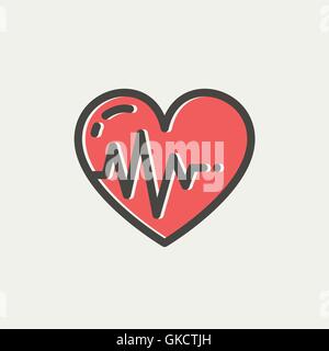 Herz mit EKG dünne Liniensymbol Stock Vektor
