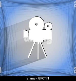 Videokamera. Flache moderne Web-Taste auf einem flachen geometrischen abstrakten Hintergrund Stock Vektor