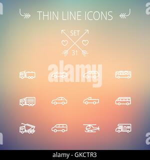 Transport-dünne Linie-Icon-set Stock Vektor