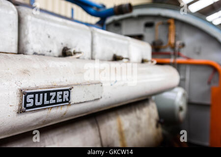 Sulzer Dieselmotor Klasse 47 47105 unter Restaurierung vom Typ 4 Fonds an Toddington auf die GWSR Stockfoto