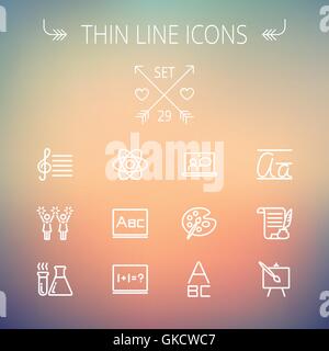 Bildung-dünne Linie-Icon-set Stock Vektor