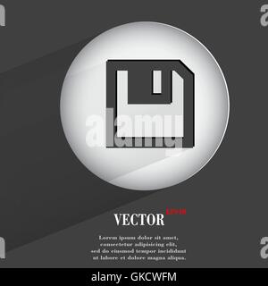 Floppy-Disk. Flache moderne Web-Taste mit langen Schatten und Platz für Ihren text Stock Vektor