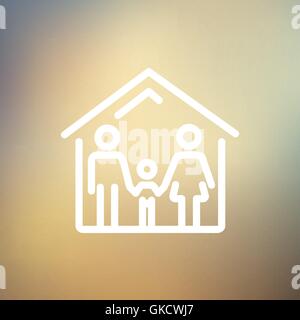Einfamilienhaus-dünne Linie-Symbol Stock Vektor