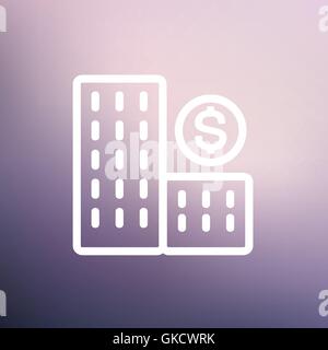 Geld Gebäude dünne Liniensymbol Stock Vektor