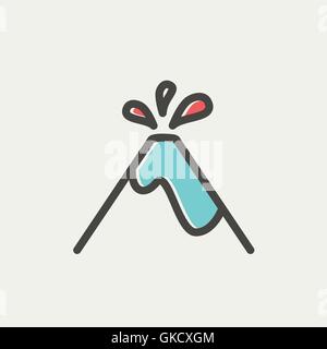 Vulkan explodierenden dünne Liniensymbol Stock Vektor