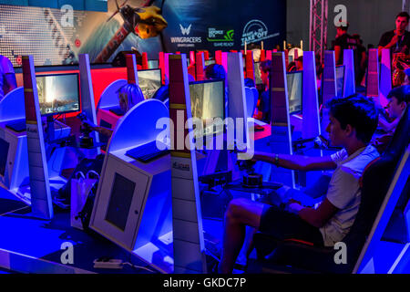 Gamescom-2016, Computerspiele-Messe in Köln, Stockfoto