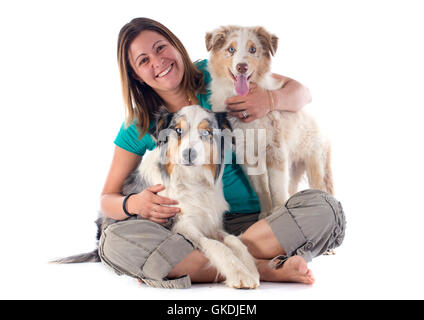 Frau Hund Welpen Stockfoto