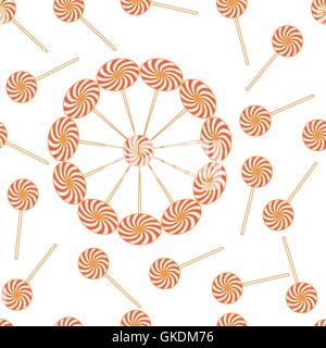 Schönes Muster mit bunte Lutscher auf weißem Hintergrund Stock Vektor