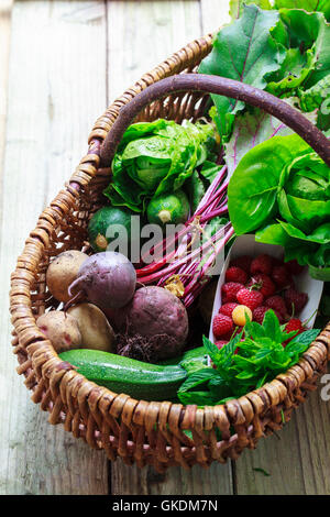 Korb mit frisch gepflückten Gemüse Stockfoto