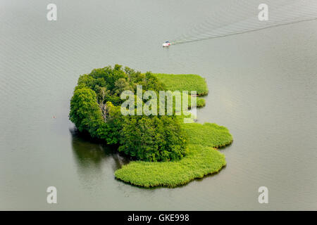 Luftaufnahme, Lehmwerder und Ehmkewerder, Stadt-See mit Halbinseln, See Krakau, Krakow am See, Mecklenburgische Seenplatte, Stockfoto