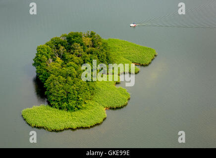 Luftaufnahme, Lehmwerder und Ehmkewerder, Stadt-See mit Halbinseln, See Krakau, Krakow am See, Mecklenburgische Seenplatte, Stockfoto