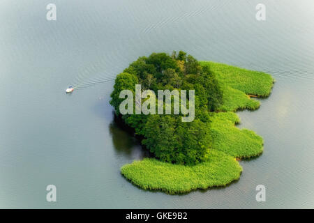 Luftaufnahme, Lehmwerder und Ehmkewerder, Stadt-See mit Halbinseln, See Krakau, Krakow am See, Mecklenburgische Seenplatte, Stockfoto