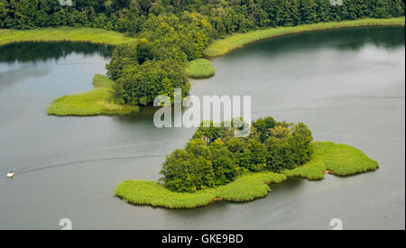 Luftaufnahme, Lehmwerder und Ehmkewerder, Stadt-See mit Halbinseln, See Krakau, Krakow am See, Mecklenburgische Seenplatte, Stockfoto