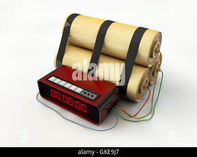 TNT-Bombe explosive mit digitaler Countdown clock. 3D-Rendering auf ...