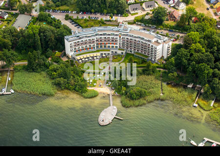 Luftaufnahme, untere Fleesensee mit Iberostar Hotel, Göhren-Lebbin, Mecklenburgische Seenplatte, gelegentlich Schweiz Stockfoto