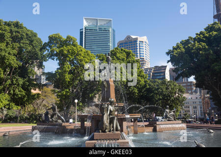 Archibald Brunnen im Hyde Park, Sydney, Australien. Historische Wahrzeichen Skulptur, errichtet 1932 Stockfoto