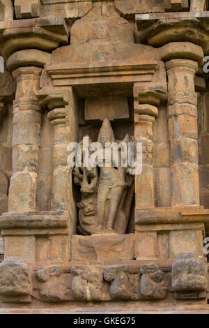 Detail der Mauer Architektur an alten Gangaikonda Cholapuram / Gangaikondacholapuram Tempel, Tamil Nadu, Indien Stockfoto