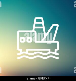 Öl-Plattform dünne Liniensymbol Stock Vektor