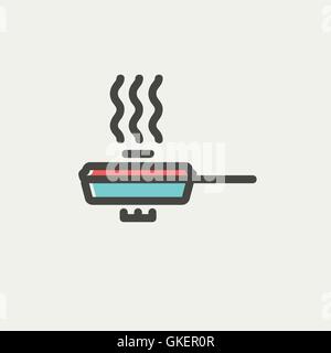 Pfanne mit Deckel dünne Liniensymbol Stock Vektor