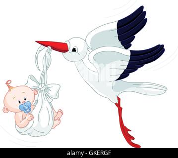 Storch und Baby Stock Vektor