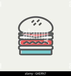 Doppel-Burger dünne Liniensymbol Stock Vektor
