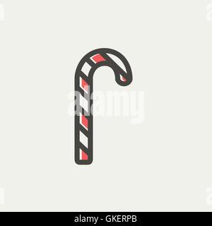 Candy Cane dünne Liniensymbol Stock Vektor