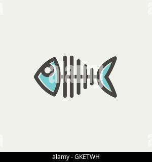 Fisch dünn Skelettlinie Symbol Stock Vektor