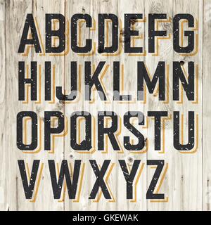 Retro Stil Alphabet auf hölzernen Hintergrund Stock Vektor