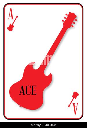 Rot gehörnte Gitarre Ace Stock Vektor
