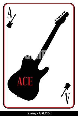 Schwarze Platte Gitarre Ace Stock Vektor