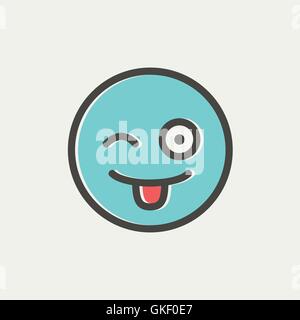 Big Smiley Emoticon zwinkerndes Gesicht vector Abbildung: Schwarz und