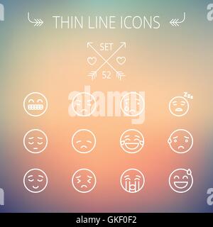 Emoji-dünne Linie-Icon-set Stock Vektor
