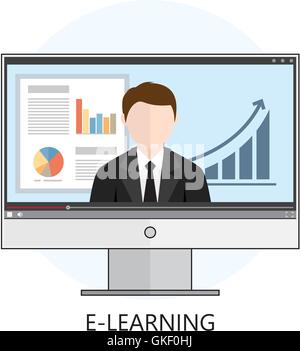 Flat bunte Vektor Illustration Gestaltungskonzept für Webinar, auf Stock Vektor