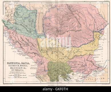 Pannonia, Dacia, Illyrien, Moesia, Makedonien Thrakien. Alten Balkan, 1855-Karte Stockfoto