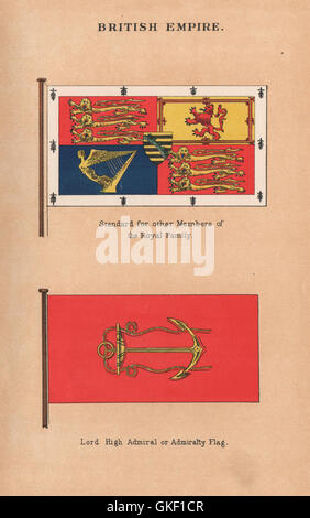 BRITISH EMPIRE KENNZEICHNET. Mitgliedern der königlichen Familie Standard. Admiralität Flagge, 1916 Stockfoto