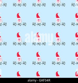 Santa Claus auf blauem Hintergrund. Nahtlose Muster. Vektor Stock Vektor