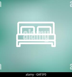 Doppelbett-dünne Linie-Symbol Stock Vektor