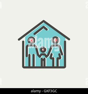 Einfamilienhaus-dünne Linie-Symbol Stock Vektor
