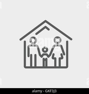 Einfamilienhaus-dünne Linie-Symbol Stock Vektor