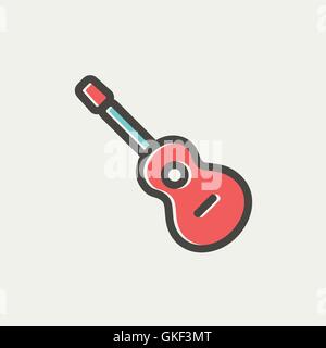 Akustische Gitarre dünne Liniensymbol Stock Vektor
