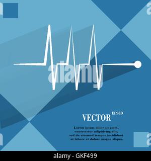 Herzrhythmus. Flache moderne Web-Taste auf einem flachen geometrischen abstrakten Hintergrund Stock Vektor