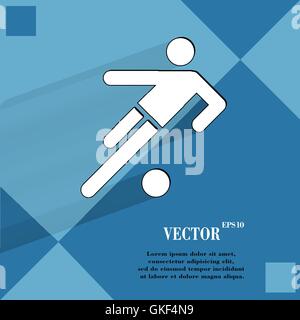 Football-Spieler. Flache moderne Web-Taste auf einem flachen geometrischen abstrakten Hintergrund Stock Vektor